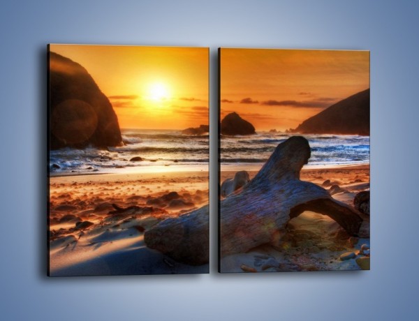 Obraz na płótnie – Urok plaży o zachodzie słońca – dwuczęściowy prostokątny pionowy KN757