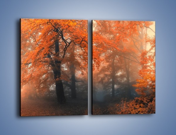 Obraz na płótnie – Mgła w czerwonym lesie – dwuczęściowy prostokątny pionowy KN804