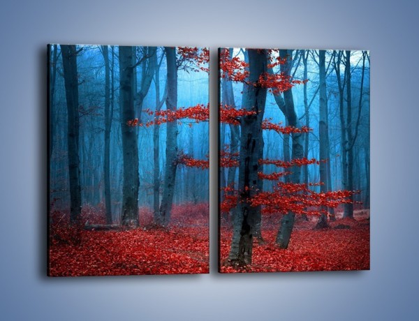 Obraz na płótnie – Czerwień w lesie – dwuczęściowy prostokątny pionowy KN897