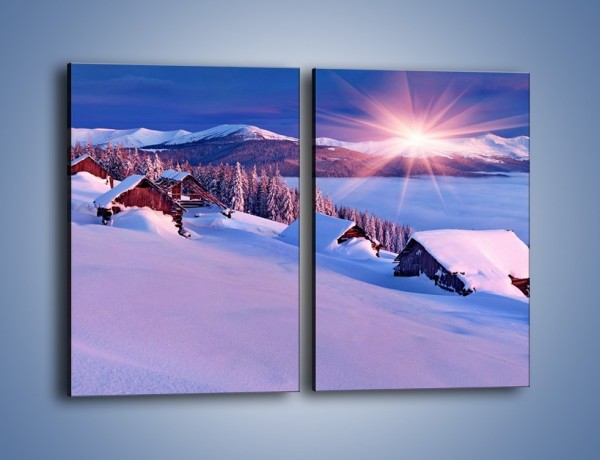 Obraz na płótnie – W górskiej chatce zimą – dwuczęściowy prostokątny pionowy KN977