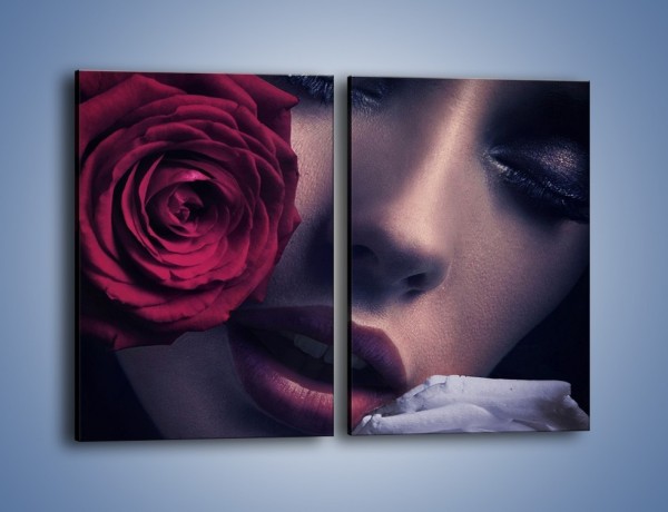 Obraz na płótnie – Kobieta i róże – dwuczęściowy prostokątny pionowy L040