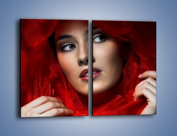 Obraz na płótnie – Kobieta w czerwieni – dwuczęściowy prostokątny pionowy L187