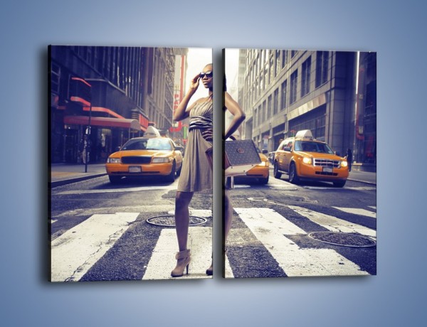 Obraz na płótnie – Pani i nowojorski styl – dwuczęściowy prostokątny pionowy L246