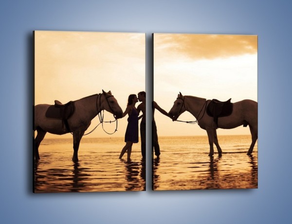 Obraz na płótnie – Miłość morze i konie – dwuczęściowy prostokątny pionowy L253