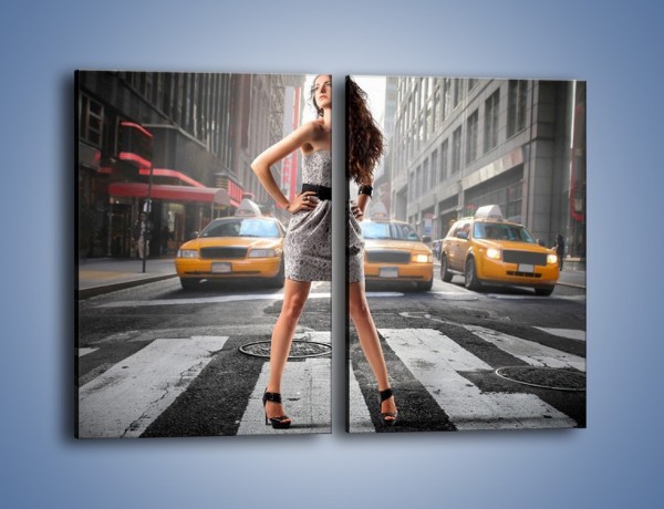 Obraz na płótnie – Kobieta czy taksówki – dwuczęściowy prostokątny pionowy L274