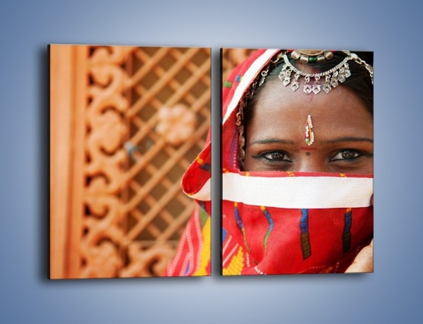 Obraz na płótnie – Kolory indii na twarzy – dwuczęściowy prostokątny pionowy L356