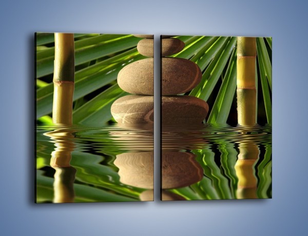Obraz na płótnie – Kamień w bambusowym okienku – dwuczęściowy prostokątny pionowy O068