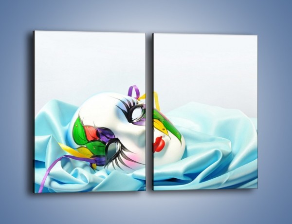 Obraz na płótnie – Kolorowa maska na błękicie – dwuczęściowy prostokątny pionowy O180