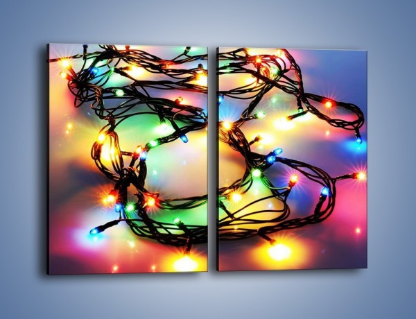 Obraz na płótnie – Splatane kolorowe lampki – dwuczęściowy prostokątny pionowy O199