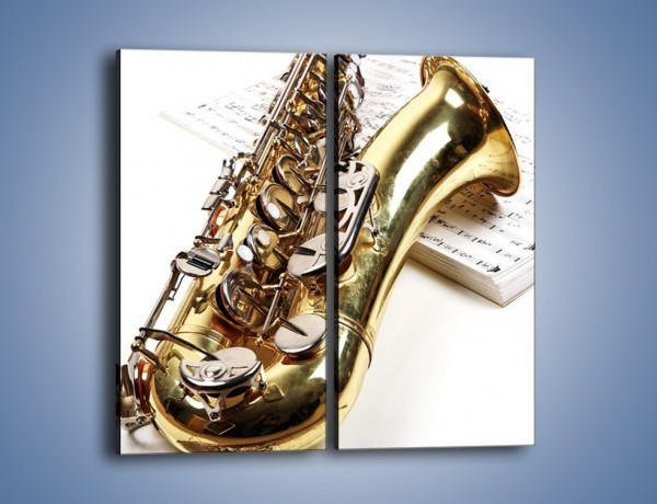 Obraz na płótnie – Muzyka grana na złotym saksofonie – dwuczęściowy prostokątny pionowy O225