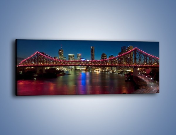 Obraz na płótnie – Most oświetlony na czerwono – jednoczęściowy panoramiczny AM594