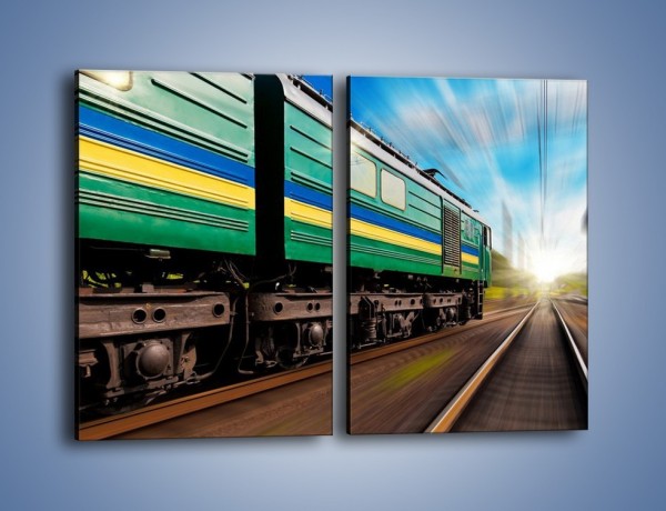 Obraz na płótnie – Pędzący pociąg – dwuczęściowy prostokątny pionowy TM024