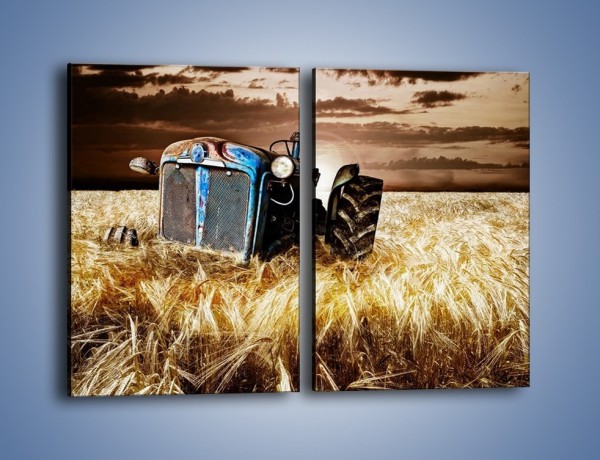 Obraz na płótnie – Stary traktor w polu pszenicy – dwuczęściowy prostokątny pionowy TM033