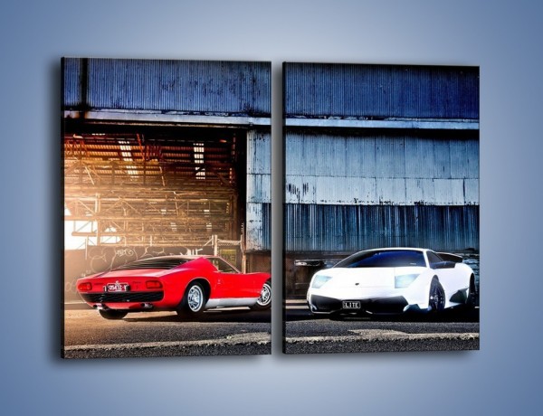 Obraz na płótnie – Lamborghini Miura S 1969 i Murcielago – dwuczęściowy prostokątny pionowy TM119