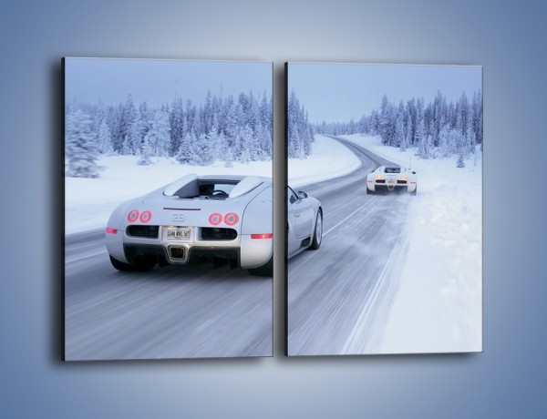 Obraz na płótnie – Bugatti Veyron w śniegu – dwuczęściowy prostokątny pionowy TM134