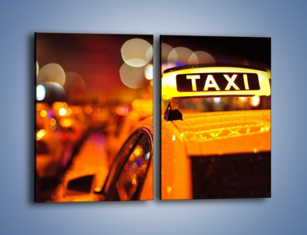 Obraz na płótnie – Taksówka w deszczu – dwuczęściowy prostokątny pionowy TM218