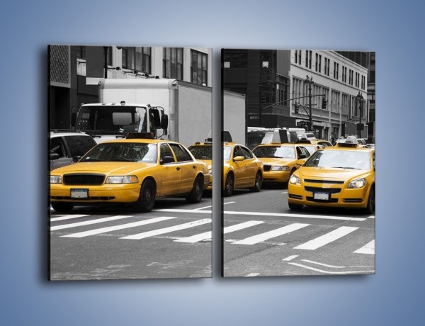 Obraz na płótnie – Amerykańskie taksówki w korku ulicznym – dwuczęściowy prostokątny pionowy TM219