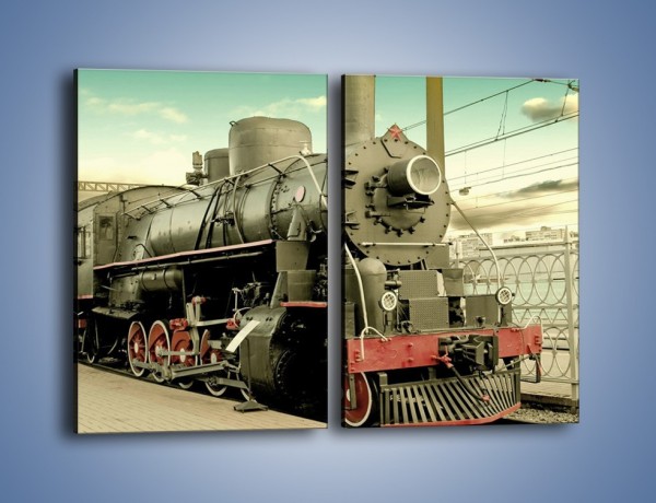 Obraz na płótnie – Stara lokomotywa na stacji – dwuczęściowy prostokątny pionowy TM238