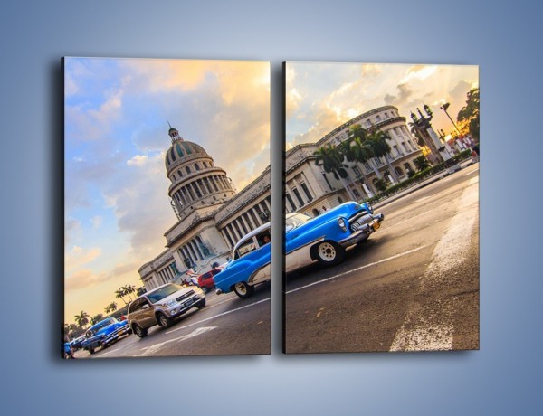 Obraz na płótnie – Samochody na ulicach Hawany – dwuczęściowy prostokątny pionowy TM243