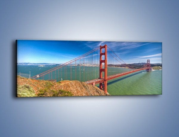 Obraz na płótnie – Most Golden Gate o poranku – jednoczęściowy panoramiczny AM600