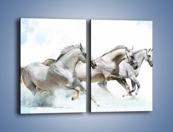 Obraz na płótnie – Końskie trio w zimowym pędzie – dwuczęściowy prostokątny pionowy Z063
