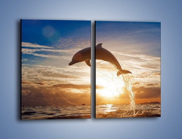 Obraz na płótnie – Z delfinem do nieba – dwuczęściowy prostokątny pionowy Z074