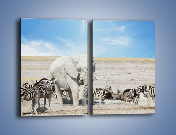 Obraz na płótnie – Słoń i jego przyjaciele – dwuczęściowy prostokątny pionowy Z080