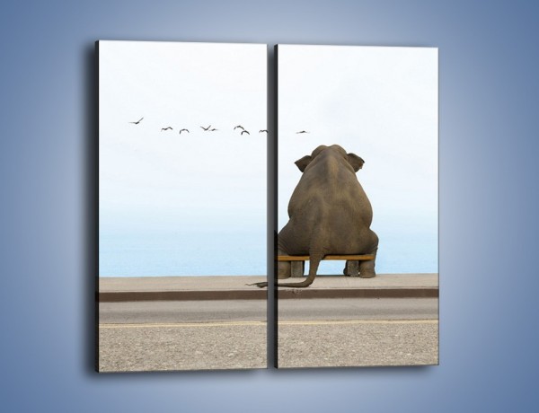 Obraz na płótnie – Przemyślenia słonia w samotności – dwuczęściowy prostokątny pionowy Z120