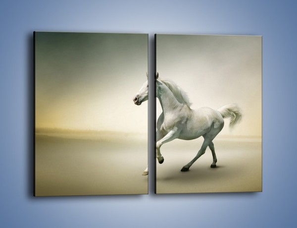 Obraz na płótnie – Samotny wieczór z białym koniem – dwuczęściowy prostokątny pionowy Z175
