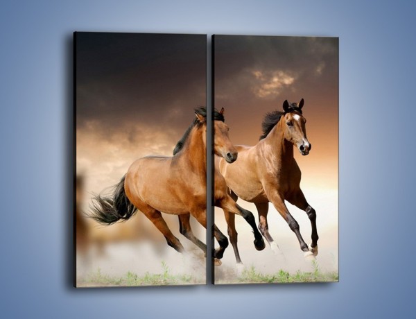 Obraz na płótnie – Uciec na koniu przed burzą – dwuczęściowy prostokątny pionowy Z180