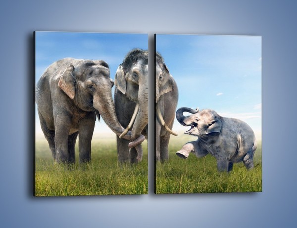 Obraz na płótnie – Przebij łapę ze słoniątkiem – dwuczęściowy prostokątny pionowy Z208