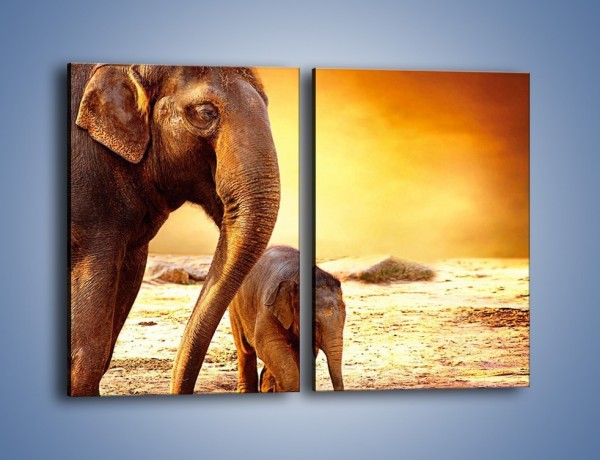 Obraz na płótnie – Tatuś i jego słoniątko – dwuczęściowy prostokątny pionowy Z219
