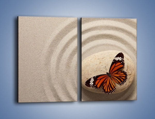 Obraz na płótnie – Spoczynek motyla na kamieniu – dwuczęściowy prostokątny pionowy Z224