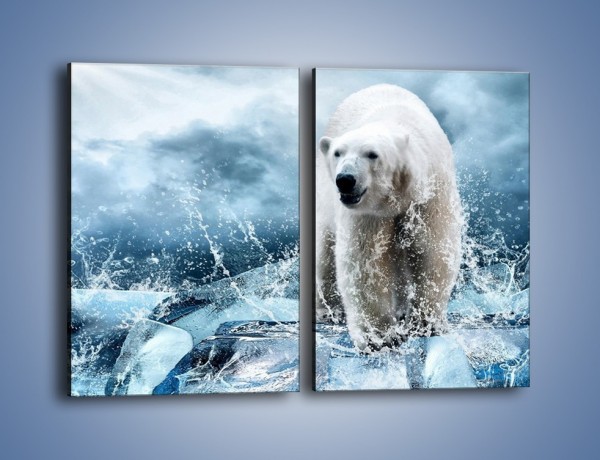 Obraz na płótnie – Polarny niedźwiedź na lodzie – dwuczęściowy prostokątny pionowy Z264
