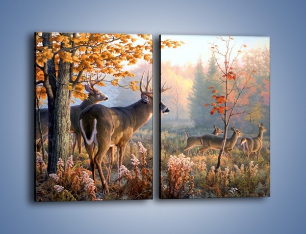 Obraz na płótnie – Randka jeleni z sarnami – dwuczęściowy prostokątny pionowy Z343