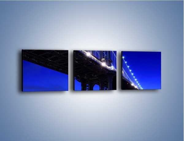 Obraz na płótnie – Oświetlony most wieczorem – trzyczęściowy AM003W1