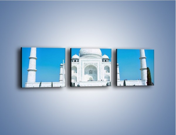 Obraz na płótnie – Taj Mahal pod błękitnym niebem – trzyczęściowy AM077W1