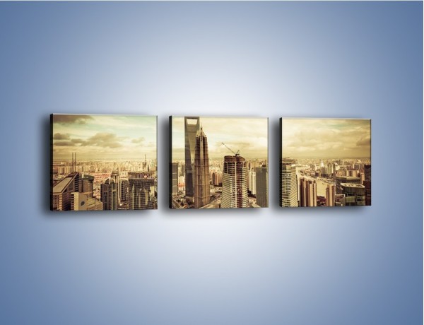 Obraz na płótnie – Panorama miasta w ciągu dnia – trzyczęściowy AM128W1