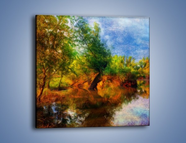 Obraz na płótnie – Drzewa w wodnym lustrze – jednoczęściowy kwadratowy GR010