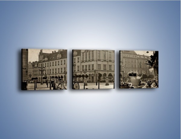 Obraz na płótnie – Rynek Starego Miasta w stylu vintage – trzyczęściowy AM138W1