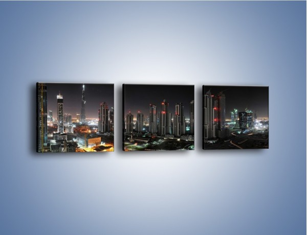 Obraz na płótnie – Panorama Dubaju nocą – trzyczęściowy AM185W1