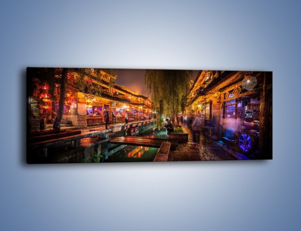 Obraz na płótnie – Uliczka handlowa Lijiang w Chinach – jednoczęściowy panoramiczny AM612