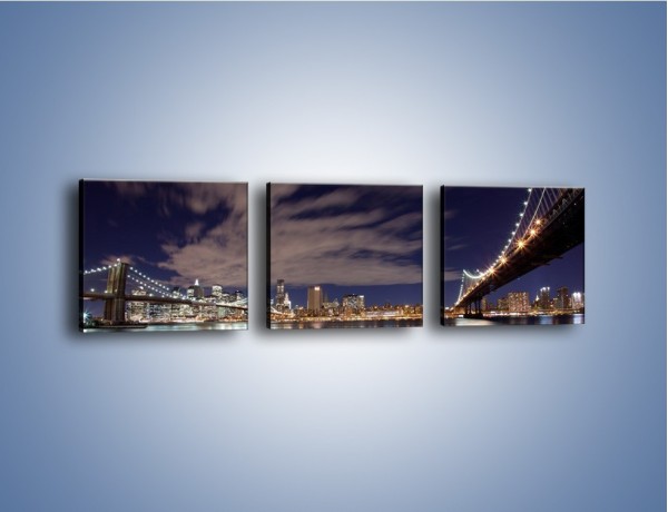 Obraz na płótnie – Rozświetlone nowojorskie mosty – trzyczęściowy AM204W1