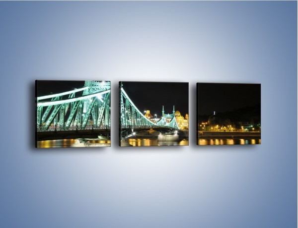 Obraz na płótnie – Oświetlony most w nocy – trzyczęściowy AM208W1