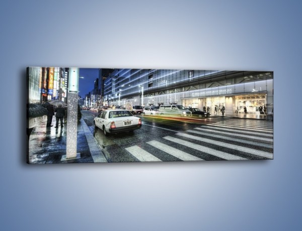 Obraz na płótnie – Ulica Tokyo w deszczu – jednoczęściowy panoramiczny AM613