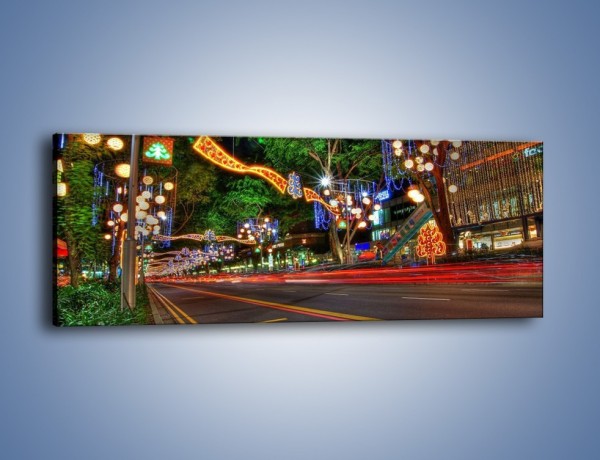 Obraz na płótnie – Noworoczne dekoracje w Singapurze – jednoczęściowy panoramiczny AM616