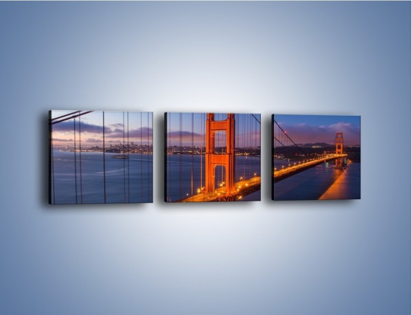 Obraz na płótnie – Rozświetlony most Golden Gate – trzyczęściowy AM360W1