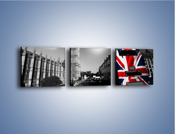 Obraz na płótnie – Big Ben i autobus z flagą UK – trzyczęściowy AM396W1