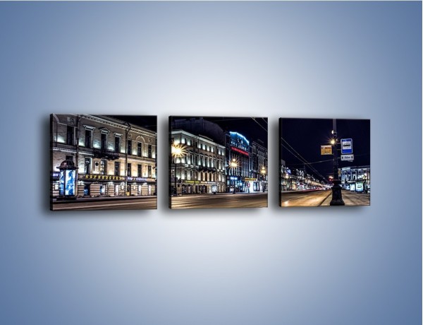 Obraz na płótnie – Ulica w Petersburgu nocą – trzyczęściowy AM544W1