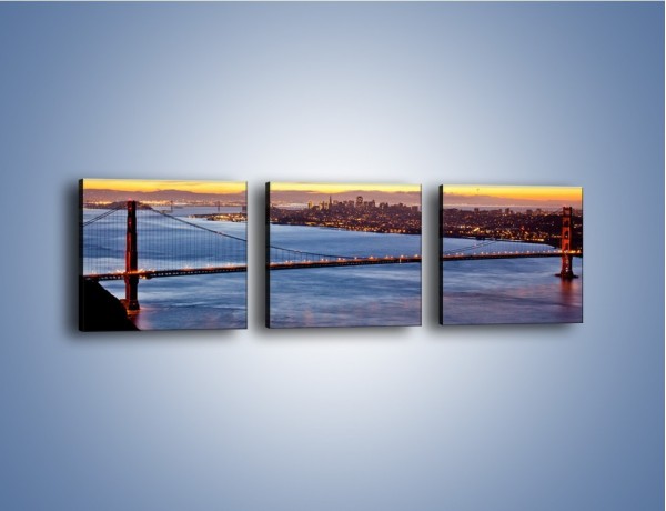 Obraz na płótnie – Most Golden Gate o zachodzie słońca – trzyczęściowy AM608W1